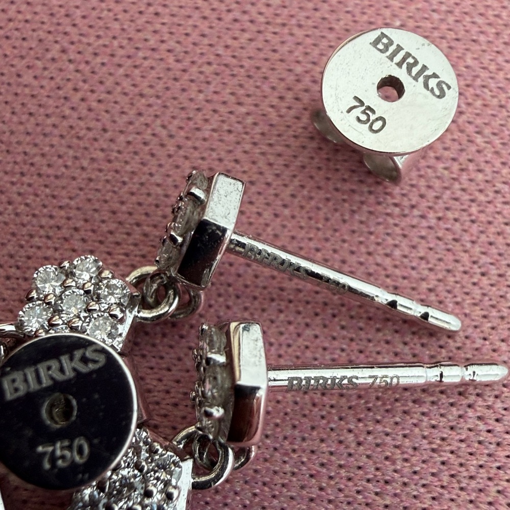 18k white gold Birks Diamond Drop Earrings - Picture 15 of 16